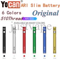 100% Original YOCAN ARI Slim 350mah Battery 510 Carts Cartridge Vaporizer Voltage Adjustable Vape Pen Colors 6 E Cigarette Preheat VV Oil Atomizer