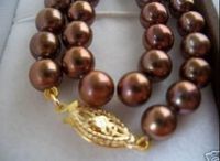 8mm Round Brown Sea South Akoya Shell Pearl Necklaces 18"