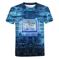Men&#039;s T-Shirts Electronic Chip 3D T-shirt Computer CPU Printed Casual Short Sleeve Men Women Harajuku Streetwear Oversized T