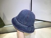 Kadınlar Lüks Marka Kovaları Şapkalar Tasarımcı Erkek Moda Denim cimri Sebir Katı Metalik Şapka