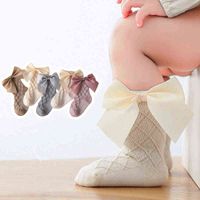 Spring Autumn Baby Kids Girls Boys Long Socks Outfits Year Old Solid Color Cute Bow Tube Spainish floor Socks J220621