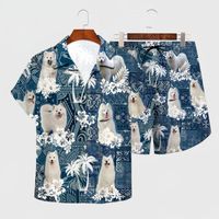 Saisies de survêtement masculines Summer Samoyed Hawaiian Set 3d Imprimé Hawaii Beach Shorts Men pour femmes Dogs Dog Clothesmen's