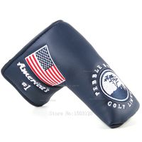 USA American No.1 Flag Long LifeTree White Golf Putter Cover Headcover Closure for Blade Golf Putter 220606