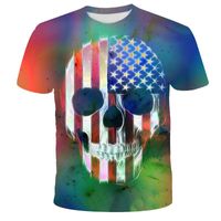 Camisetas masculinas impressão 3D de tamanho grande casual Sorto curto Skull Summer Summer Polyester Street Style S-6xl
