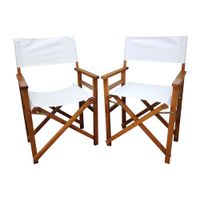 Cadeira de móveis externos internos Cadeira dobrável Diretor de madeira 2pcs/conjunto Populus + Canvas (cor: branco) para quintal, corredor