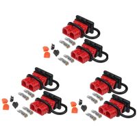 Parts 6 Sets For Anderson Style Plug Connectors 50A 12-36V Battery Quick Disconnect Wire Harness Kit Forklift (Red)