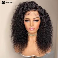 Brazilian 13x4 Lace Frontal Human Hair Wigs with Baby 250 Density Kinky Curly 4x4 5x5 Silk Base Closure For Women 210630224M