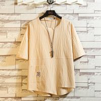 Męskie koszulki 2022 Letnie krótkie rękawy Harajuku Korea Black White Linen T-shirt Streetwear Hip Hop Rock Punk dla Męskie Top Tees Tshirt Clot