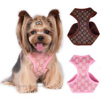 Designer chien harnais de laisses set classique jacquard lettrage spell-in chiens harnaiss mouss moush gilet animal pour petits chiens