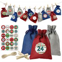Geschenk Wickel 24 Stück Candy Bags Set Weihnachten Advent Countdown Kalender Beutel Tunnelzug Sackleinen Organisatoren Dekoration