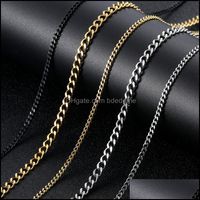 Colares de correntes pingentes jóias masculinas de aço inoxidável de aço inoxidável Corrente de ligação titânio Black Sier Hip Hop Colar M Drop Delivery 2021 3GQ