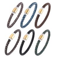 Charme pulseiras vintage homens mulheres pulseira de couro de aço inoxidável fivela magnética pulgula jóias presente bb0326