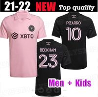 22 23 Inter miami cf camisas de futebol manga curta higuain homens crianças beckham pizarro matuidi black 2022 2023 camisas de futebol