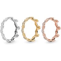 Nuovo anello della corona di fiori 18k anelli placcati in oro rosa in oro rosa scatola originale per Pandora 925 Sterling Silver Women Mens Wedding Jewelry Ring348K