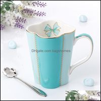 Mugs Drinkware Kitchen Dining Bar Home Garden Advanced Coffee Ceramic Four Leaf Clover Design Tea Cups And Porcelain 320 Ml Christmas Gif