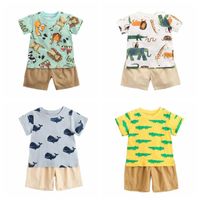 Giyim setleri çizgi film erkekler yaz kısa kollu pamuk bebek üst kısımlar şort 2pcs rahat doğmuş giyim clothing