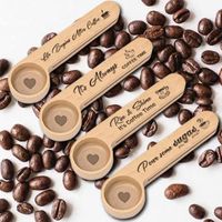 Spoons Wooden Coffee Scoop And Bag Clip 1 Tablespoon Solid B...