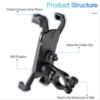 Cross Country Sports Anti-shake Smart Phone Holder Universal 360°rotating Adjustable Bicycle Holder Motorcycle Handle Mobile Phone2967