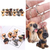 Keychains 3D Resin Cute Dog Key Chain For Lovers Animal Keyring Ring Holder Pom Gift Women Girl Bag Charms Car