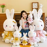 95 cm neues Kaninchen Plüsch Spielzeugpuppenrock Little weiße Kaninchenpuppen Mädchen Süßes Kissen Urlaubsgeschenk