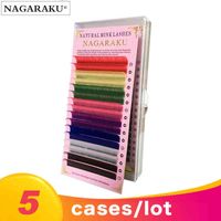 Nagaraku 5 cas 16aux / plateau 8 couleurs cils Maquiagem maquiagem maquillage cils arc-en-ciel couleur cils doux cilios lumière naturel AA220316