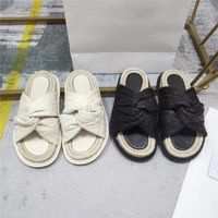 French leather flat platform slippers, summer 2022 new open-toe twine braided beach shoes for women