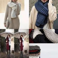 Scarves Hand Knitted Scarf Warm Wrap Long Soft Large Cape St...