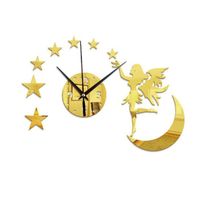 Relojes de pared creative bricolaje acrílico espejo cuarzo arte de arte moderno decisión decoración del hogar estrella luna pegatina de reloj de reloj