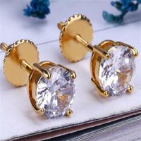 Lad Diamond Stud Earrings 1.4 CT Round Cut F VS2 14K Yellow Gold2758