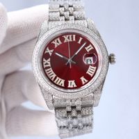 풀 다이아몬드 시계 남성 자동 기계식 시계 방수 41mm 다이아몬드 스터드 스틸 사파이어 여성 비즈니스 손목 시계 브레이슬릿 Montre de Luxe