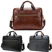 Cc Office Handbag Leather Business Shoulder Messenger Men's Bag Simple Retro Multifunctional Portable Briefcase 14inch Laptop209B