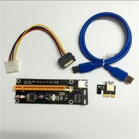60cm PCI-E PCIE PCI Express 1x a 16x USB 3 0 Cable de extensor con SATA a 4PIN IDE Molex Fuente de alimentación para BTC Miner Rig281N