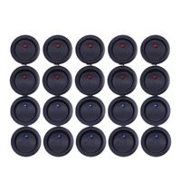 Smart Home Control 20 Pcs 12V 20A Amps On/Off/ 3 Position Terminal Round Rocker LED Toggle Switch Blue &amp; Red