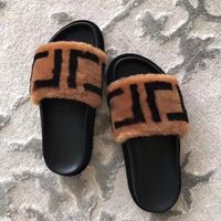 Top quality Double F motif Pool fur Slide Sandals women slippers Brown FF flat Slip On shoes flats sandal luxury designers slides slipper factory footwear