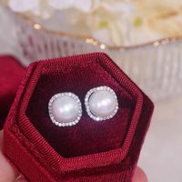 Brincos de cristal de pedra de zircão da moda para mulheres imitação de estilo pérola de estilo coreano Feminino de joias de casamento elegante