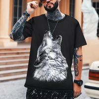 Camisetas masculinas 2022 O lobo solitário rei rugindo até o céu 3D de impressão de impressão em casa de alta qualidade Leica Polyster Clothing