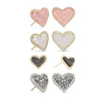 Love heart stud earring for women designer earrings silver g...