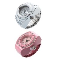 Orologi da polso donne in argento/in lega rosa Quarzo arabo Numero quadrante tasca anello di guardia watchrist orologio