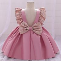 Girl's Dresses Wedding Backless Baptism Dress 1st Birthday For Baby Girl Clothes Sequin Big Bow Princess Evening Party DressGirl's