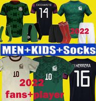 2021 2122 México futebol Jersey Green Jogador Nacional Fãs Versão 21 22 23 Chicharito Lozano Guardado Carlos Vela Raul Camisas de futebol Aldult Homens Kit Kit uniformes