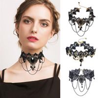 Chokers Fashion Sexy Gothic Crystal Black Lace Neck Choker Necklace Vintage Victorian Chocker Steampunk Jewelry For Women