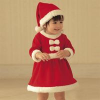 Pijama infantil de novo traje de natal meninas com chapéu vestido de Natal Red210g