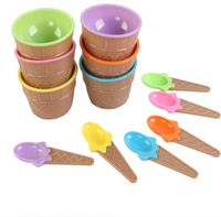 Küchenwerkzeuge Kinder Eisschalen Eiscreme Tasse Paare Schüssel Geschenke Dessertbehälterhalter mit Löffel Kinder Geschenkversorgung SN4531