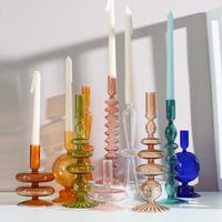 Candelabros Nordic Glass Jarrón Romántico Cena Decoración del hogar Candlestick para Cumpleaños Wending Hending Portavelas Decor