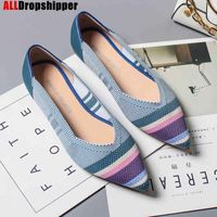 Christians Pointed Toe Flats Ladies Flat Shoes Comfortable Ballet Knit De Mujer Loafers Autumn Gestante Boat Soft Bottom Women's Shoe rxm