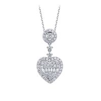 الجملة الصين مصنع كلاسيكي مخصص مجوهرات 14 كيلو 18 كيلو الذهب الحقيقي الماس baguett قلوب قلادة للنساء سحر