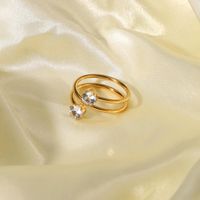 Clusterringe Edelstahl Mikro eingelegtes Temperament 2 Diamant offener Ring für Frauen Kubikzirkonia weibliche Hochzeit Schmuckparty Geschenk 2022cl