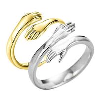 Anillo de promesa de mano de abrazadera ajustable para mujeres Man Gold Silver Color Minimalista Amor Manos Rings Open Fashion Jewelry