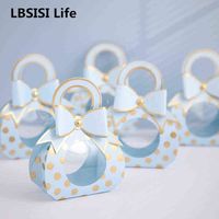 LBSISI LIFE 20ピースの結婚式キャンディーの紙のハンドルボックスWindowsチョコレートパッキング誕生日卒業パーティーフォアギフトデコレーションAA220318