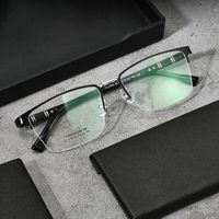 Gafas de sol marco de gafas ópticas de medio borde con receta de titanio puro titanium estilos de negocios